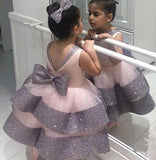 Baby Girls Newborn Birthday Sequin Big Bow Tutu Elegant Wedding Ball Gown Infant Dress