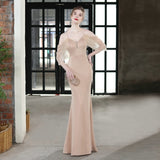 Elegant Beads Black Evening Dress Women's Strap Dress Long Party Dress