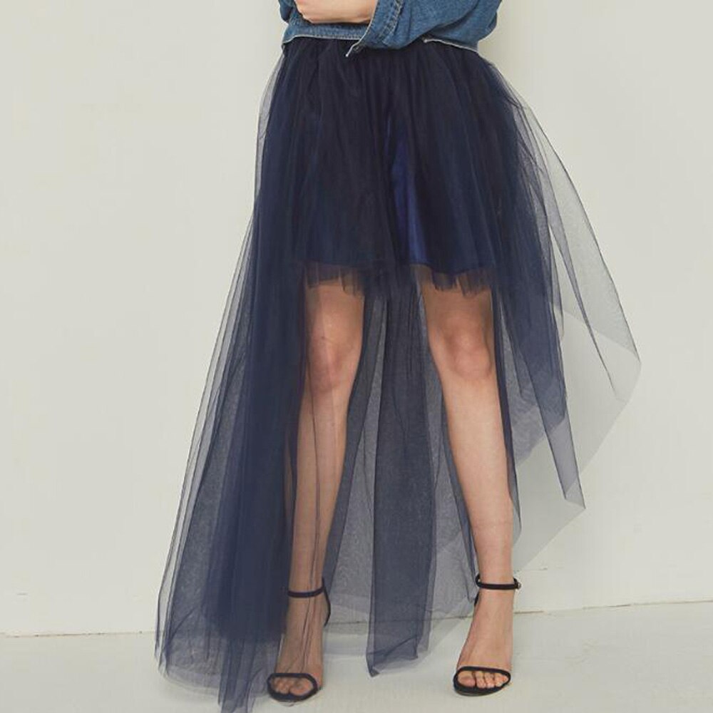 Irregular Tulle Women Summer HLong Party Petticoat Casual Style Punk Goth Black igh Waist Skirt