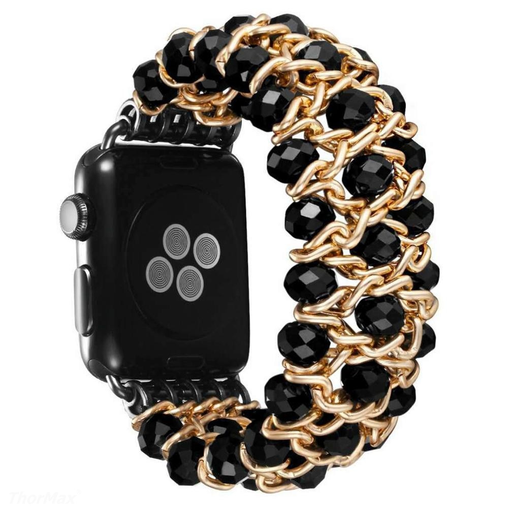 Handmade Pomegranate Shape Agate Beads Elastic Band for Apple Watch 5 40MM 44MM Watch Bracelet For iwatch Series 4/3/2 38mm 42mm