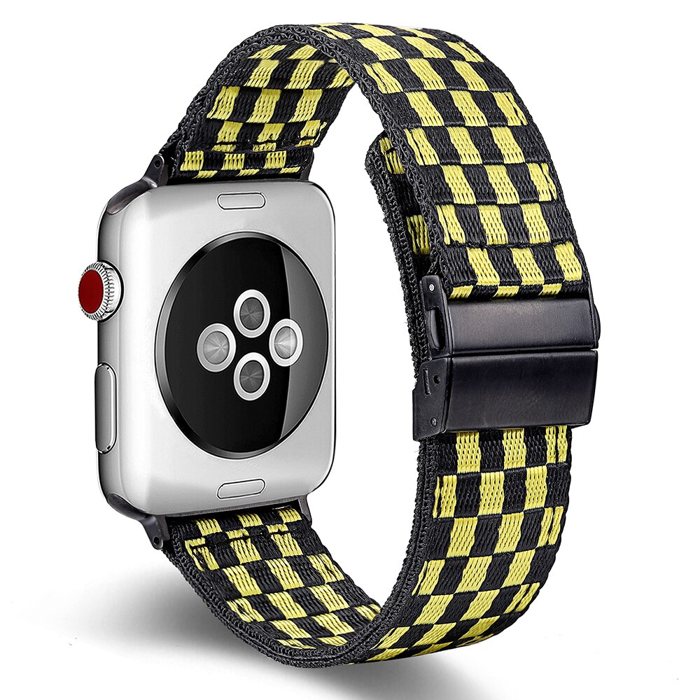Fashion Checkerboard Style Nylon Strap For Apple Watch Band 9/8/7/6/5/4/3/2/1/SE For iWatch 38/40/41/42/44/45mm iWatch Strap Series Bracelet