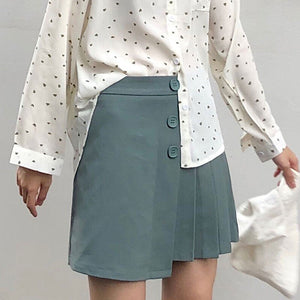 Women High Waist Mini Skirts Korean Preppy Style All-match Ladies Elegant A-line Short Skirt