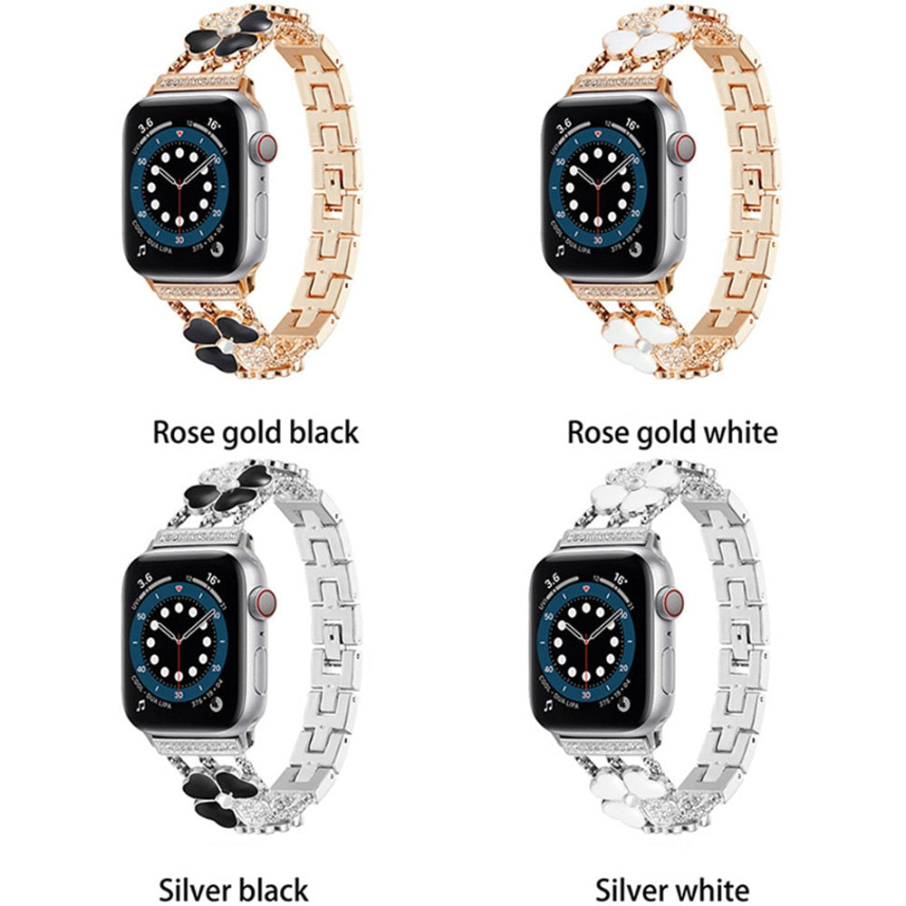 Jewelry Strap for Apple Watch Band 6 44mm 40mm 42mm 38mm Diamond Metal for iWatch Bands Serie SE 6 5 4 3 Wrist Bracelet