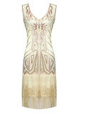 1920s Retro Sequin Tassel Dress Pin Bead Tassel Party Dinner Dress With Accessories