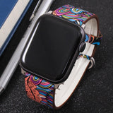 Band for apple watch 5 4/3/2/1 38MM 40MM Floral Paragraph Leather Replacement Strap for Apple iWatch Series 5 4/3/2/1 42 44MM
