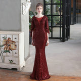 Angel Wings Mermaid Sequin Dress V Neck Party Maxi Dress Elegant White Evening Dress