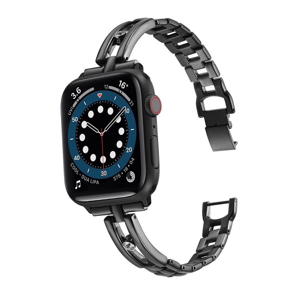 Diamond Stainless Steel Strap For Apple Watch Band 6 40mm 44mm Women's Metal Luxury Bracelet iwatch series 6 5 4 SE 3 38mm 42mm