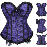 Women Corset Top Victorian Sexy Floral Lace Up Boned Overbust Corset Bustier Lingerie Waist Cincher Slim Body Shaper Corsets