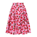 Autumn High Waist Skirt Cotton Womens Polka Dot Floral Print Vinatge Swing Pinup Rockabilly 50s Retro Vintage Party Skirts