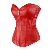 Women Sexy Faux Leather Overbust Corset  Waist Cincher Body Shaper Slim Burlesque Corset Bustier Lingerie Top Plus Size S-6XL