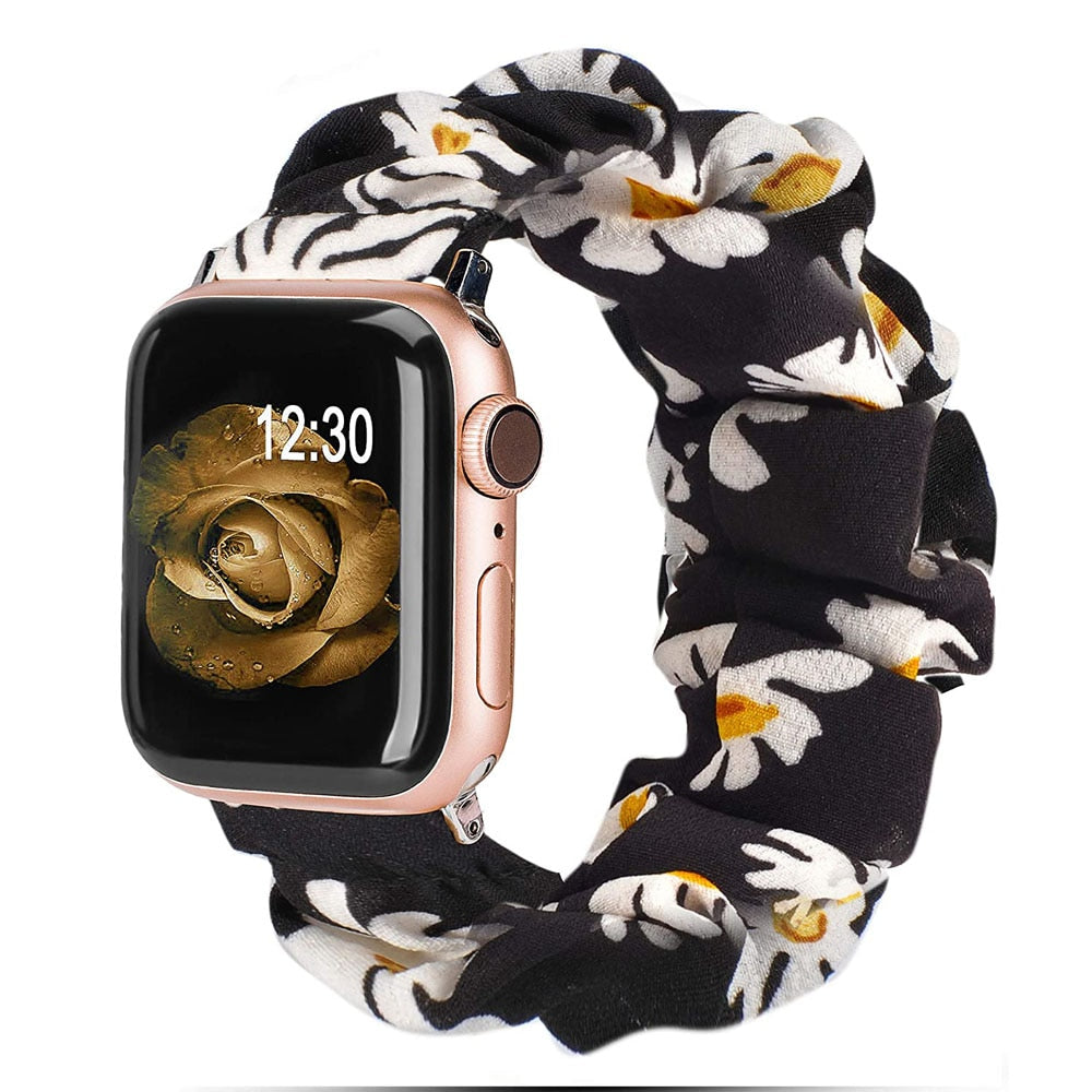 Scrunchie Strap for Apple watch band 44mm 40mm iWatch 42/38mm Elastic Nylon Solo Loop smart bracelet applewatch serie 5 43 SE 6