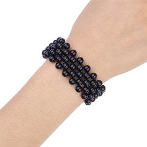 Band for Apple Watch iWatch Series 5 4 3 2 1 Fashionable Black Beaded Faux Agate Women Replacement Bracelet 38 42 40 44 mm Strap