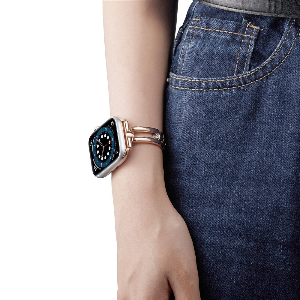 Diamond Stainless Steel Strap For Apple Watch Band 6 40mm 44mm Women's Metal Luxury Bracelet iwatch series 6 5 4 SE 3 38mm 42mm