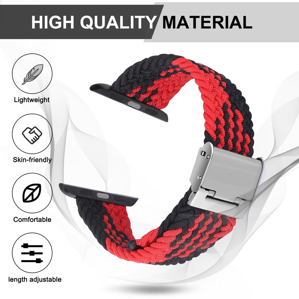 Adjustable elastic nylon Apple Watch Bands 44mm 40mm 38mm 42mm, iWatch Bands for Women Men, Adjustable Braided Solo Loop
