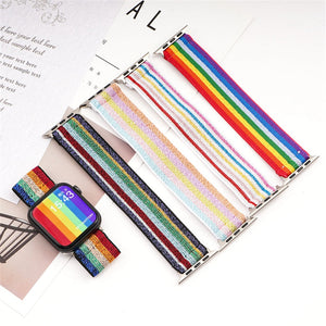 Bohemia Elastic Nylon Watch Strap for Apple Watch Band 42mm 44mm 38mm 40mm Scrunchie Solo Loop Bracelet for iwatch 6 SE 5 4 3