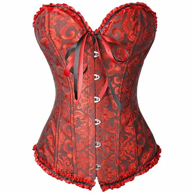 XS-7XL Hot Sexy Satin Lace overlay Overbust Corset Top Zipper Side Bowknot Decorated Clubwear Showgirl Body Shaper Plus Size