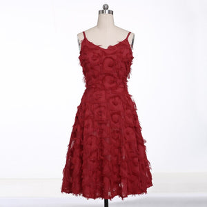 Vintage A-Line Fringe Flare Elegant Cami Swing Summer Spaghetti Strap Glamorous Christmas Party Dress