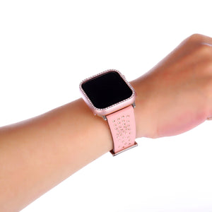 Diamond leather Bracelet strap+case for apple watch 4 44/40mm Protective Bumper Cover accessory For iWatch series 3 2 1 42/38mm