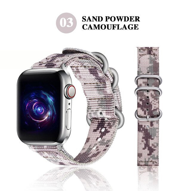 Band for Apple Watch 6/5/4/3/2/1 38MM 40MM 42MM 44MM Nylon Camouflage Strap For Apple Watch Bands Iwatch Series Accessories