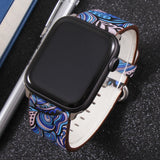 Band for apple watch 5 4/3/2/1 38MM 40MM Floral Paragraph Leather Replacement Strap for Apple iWatch Series 5 4/3/2/1 42 44MM