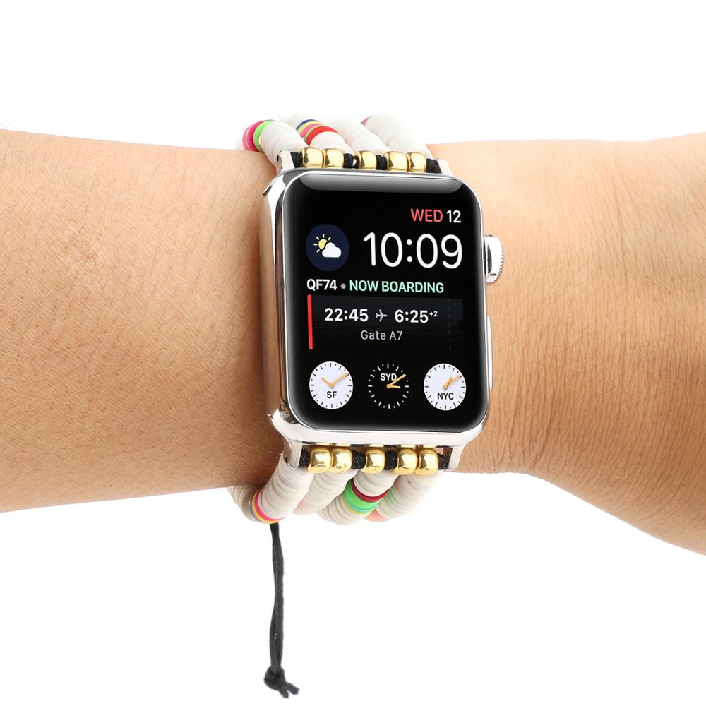 For Series 6 SE 5 4 3 2 1 Apple Watch Band Handmade Beads Bracelet for iwatch 38mm 40mm 42mm 44mm Bracelet Belt Wrist Strap.