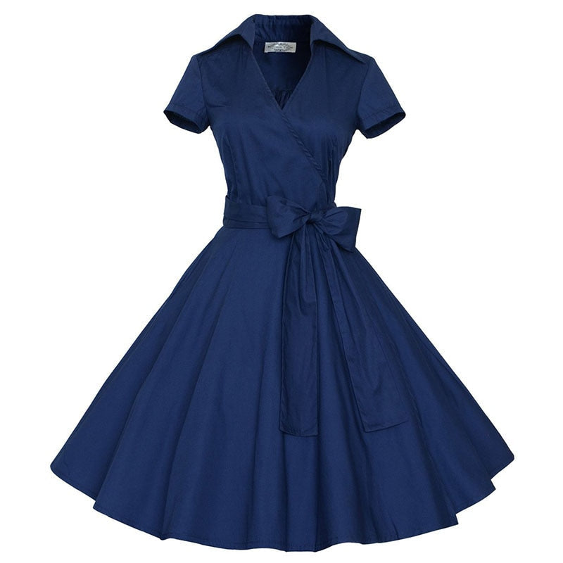 Audrey Hepburn Summer Dress Women Polka Dot Vintage Swing Robe Rockabilly Housewife Retro 50s Pinup Dresses Vestidos