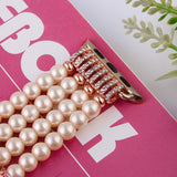 Handmade Beaded Bracelet for Apple Watch Band 38mm 40mm 42mm 44mm Iwatch Series 5/4/3/2/1 Elastic Stretch Pearl Straps Bling Red