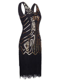1920s Retro Sequin Tassel Dress Pin Bead Tassel Party Dinner Dress With Accessories