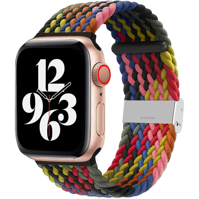 Adjustable Braided For Apple Watch iWatch Bands Series 40mm 44mm 38 40 6/SE/5/4/3 Solo Loop Stretchable Elastics Sport Wristband