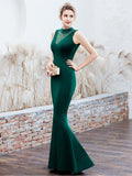 Elegant Beading Long Evening Dress Women Sofe Satin Backless Party Dress