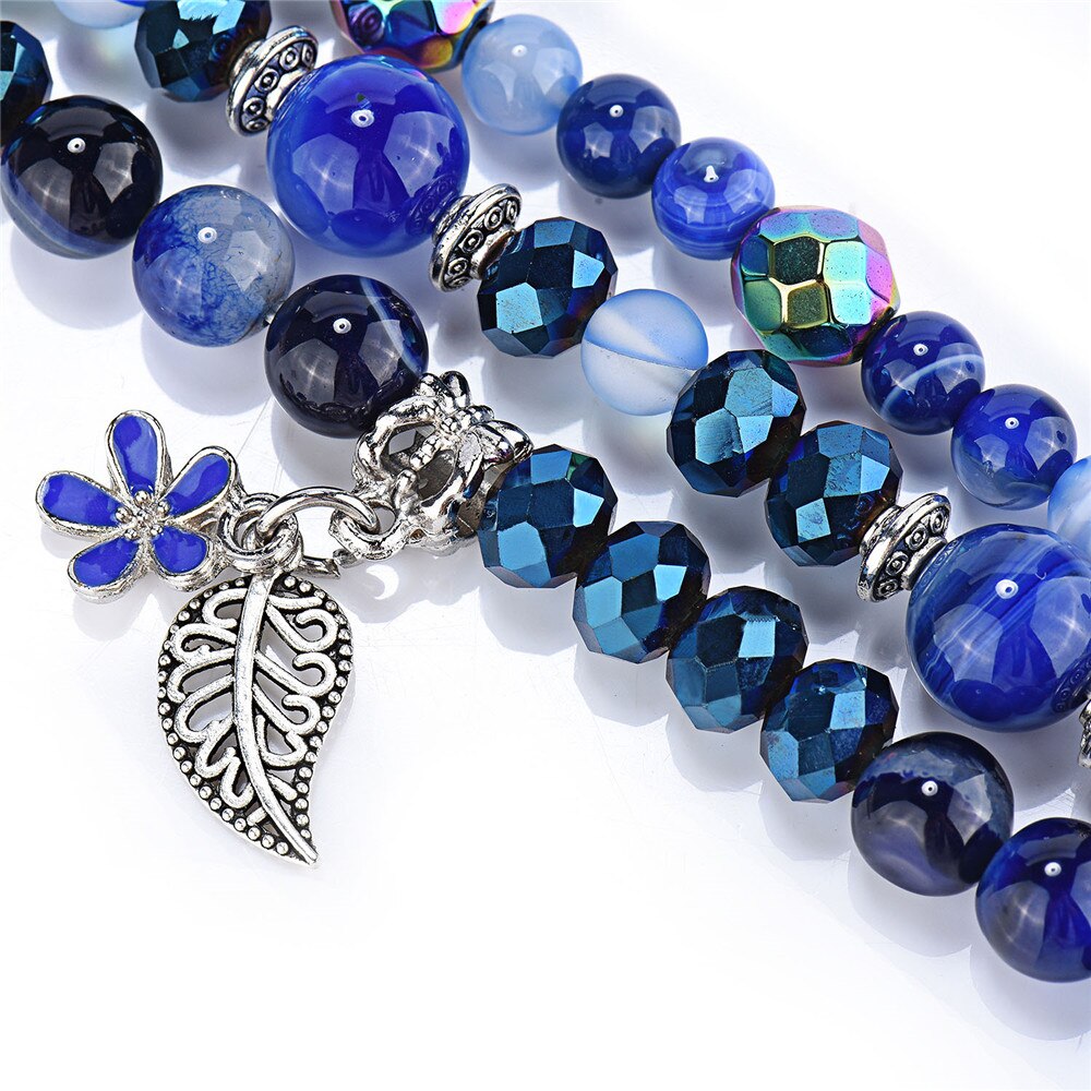 Blue Crystal Beads Strap for Apple Watch SE Series 6 5 4 3 Band Women Jewelry Bracelet for iWatch 40mm 44mm 38mm 42mm Wrist Belt
