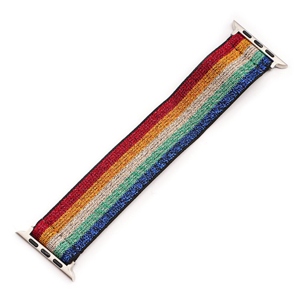 Bohemia Elastic Nylon Watch Strap for Apple Watch Band 42mm 44mm 38mm 40mm Scrunchie Solo Loop Bracelet for iwatch 6 SE 5 4 3