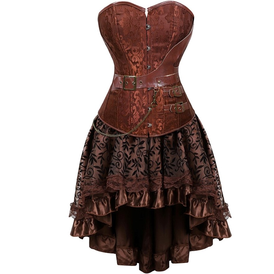 Steampunk Floral Corset Dress Women Gothic PU Leather Corset Bustier W jetechband Steampunk Floral Corset Dress Women Gothic PU Leather Corset Bustier W jetechband