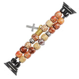 Fashion Detachable Wooden Beads Bracelet for Apple Watch SE Band Series 6 5 4 3 Women Jewelry Strap 40mm 44mm 38mm 42mm Belt