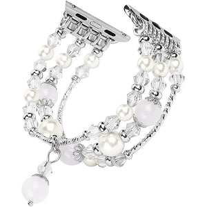 Diamond Jewelry Strap For Apple Watch 7 41mm 45mm Band 38/42mm Women Pearl Elastic Belt For iWatch Bands SE 6 5 40/44mm Bracelet