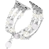 Diamond Jewelry Strap For Apple Watch 7 41mm 45mm Band 38/42mm Women Pearl Elastic Belt For iWatch Bands SE 6 5 40/44mm Bracelet