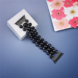 Band for Apple Watch iWatch Series 5 4 3 2 1 Fashionable Black Beaded Faux Agate Women Replacement Bracelet 38 42 40 44 mm Strap