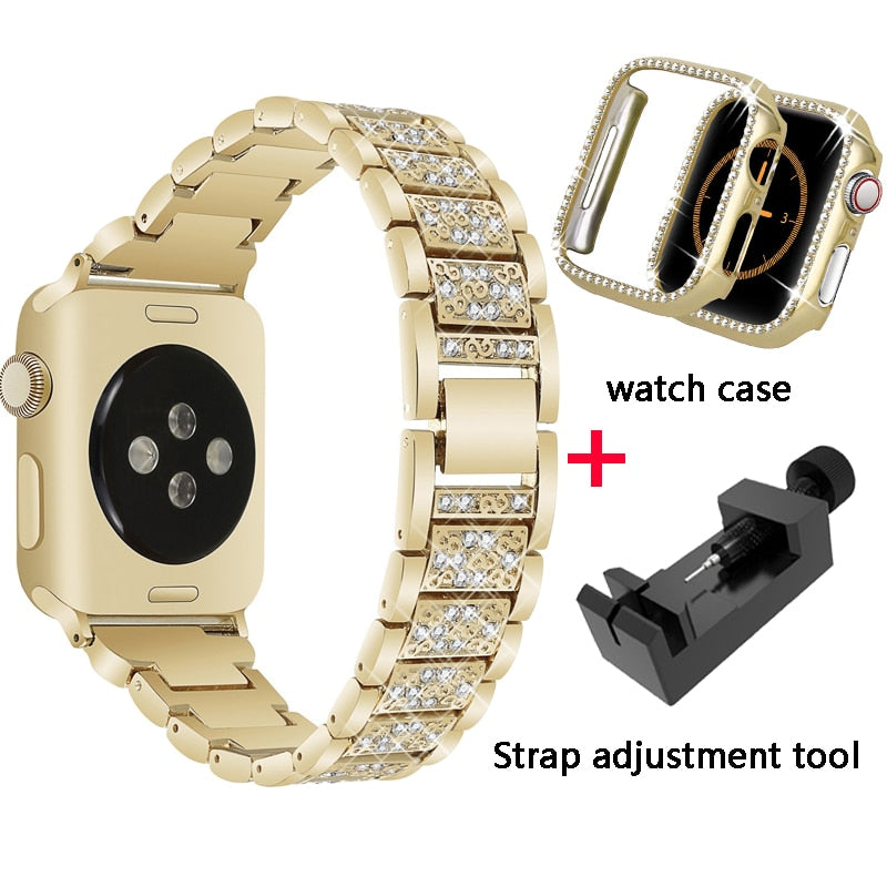 Diamond Band + case For Apple Watch 40mm 44mm 38mm 42mm iWatch series 5 4 3 2 1 bracelet apple watch stainless steel strap women