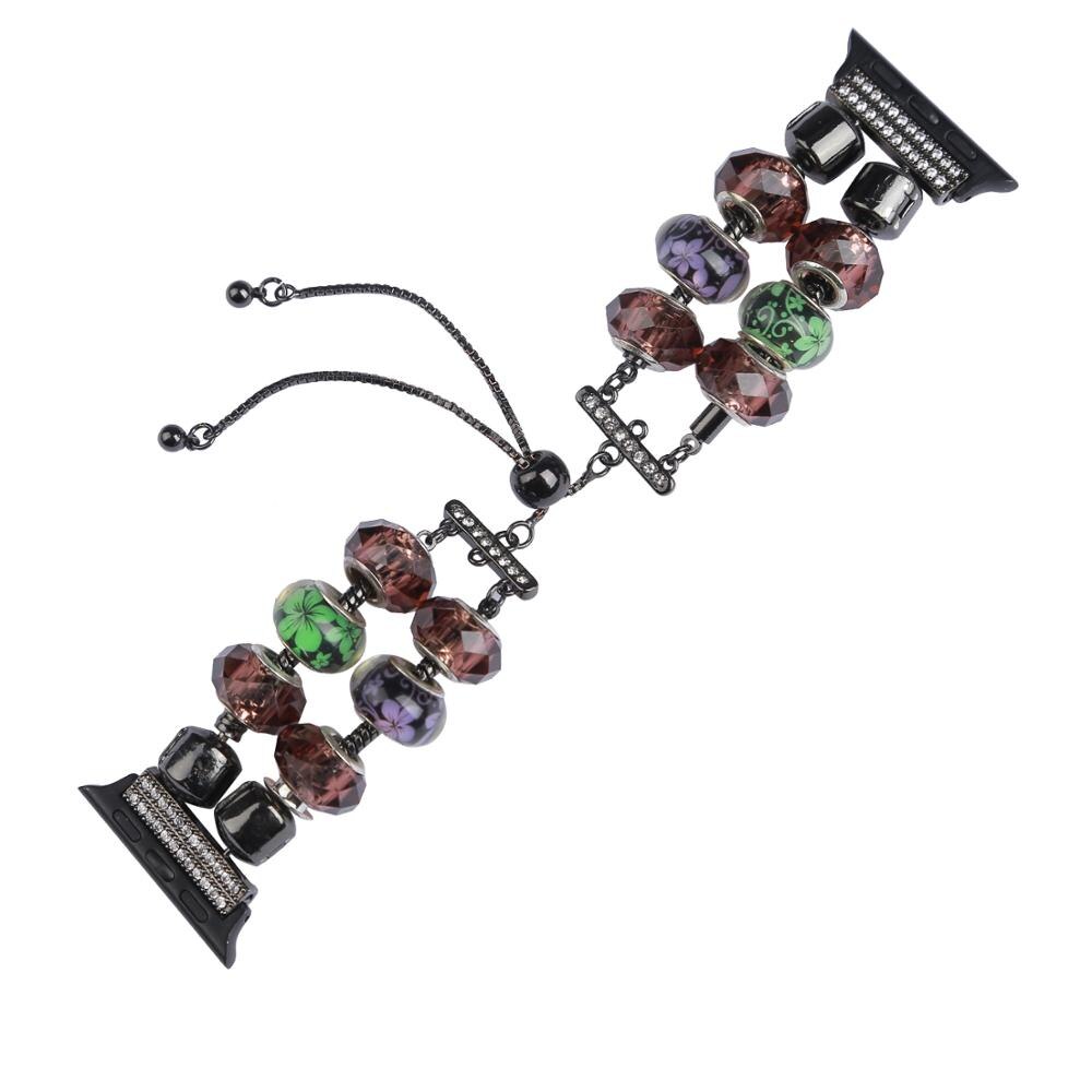 Diy Gem Agate Strap For Apple Watch 5 Band 40mm 44mm 38mm 42mm Woman Jewelry Design Beaded Bracelet Belt Iwatch Series 5 4 3 2 1