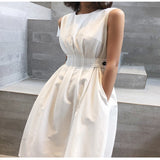 Summer Women Solid White Black Elegant Casual Party Dress