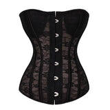 Women Corsets Bustiers Slim Sexy Corset Plus Size Transparent Floral Lace Body Shaper Overbust Corselet Black White Lingerie