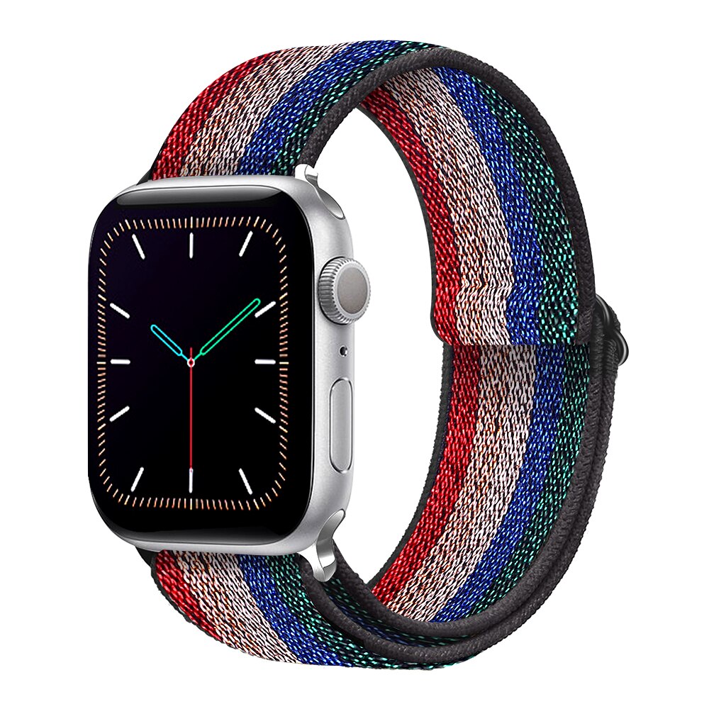 Braided Nylon Loop Elastic Buckle for Apple Watch Band 44mm40mm SE 65 Leopard Bracelet Strap on Smart iWatch Series 38mm42mm 432
