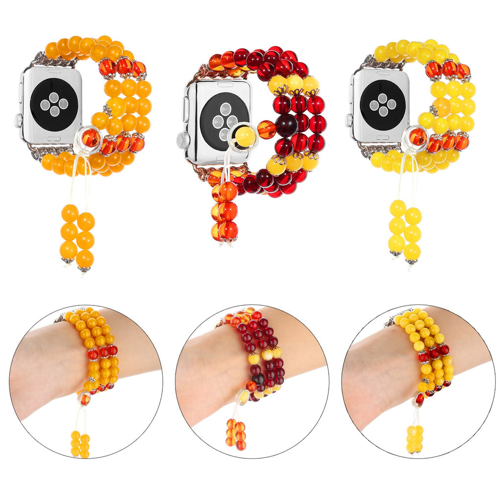 Bands for Apple Watch Band 38mm 40mm 42mm 44mm Beeswax Beaded Elastic Band for iWatch Series 5 4 3 2 1 Bracelet Straps for Women