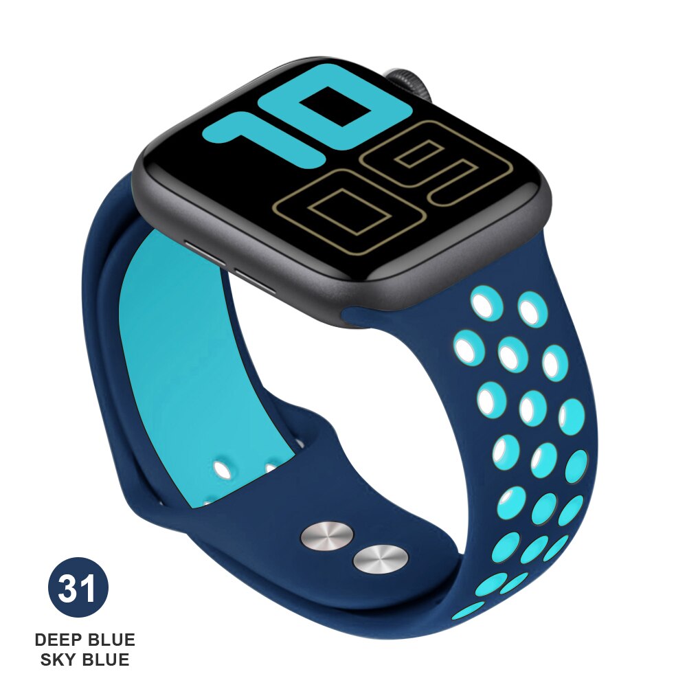 Band for Apple Watch 5 4 3 2 1 42MM 38MM soft Breathable strap Silicone Sports bands for Nike+ Iwatch series 5 4 3 40mm 44mm