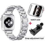 Diamond Band + case For Apple Watch 40mm 44mm 38mm 42mm iWatch series 5 4 3 2 1 bracelet apple watch stainless steel strap women