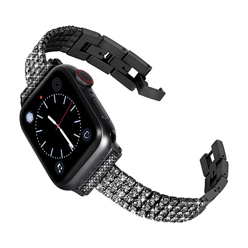 Stainless steel Diamond Strap for Apple Watch Band 44/40mm 38/42mm Women Jewelry Belt for iWatch Bands Serie SE 6 5 4 3 Bracelet