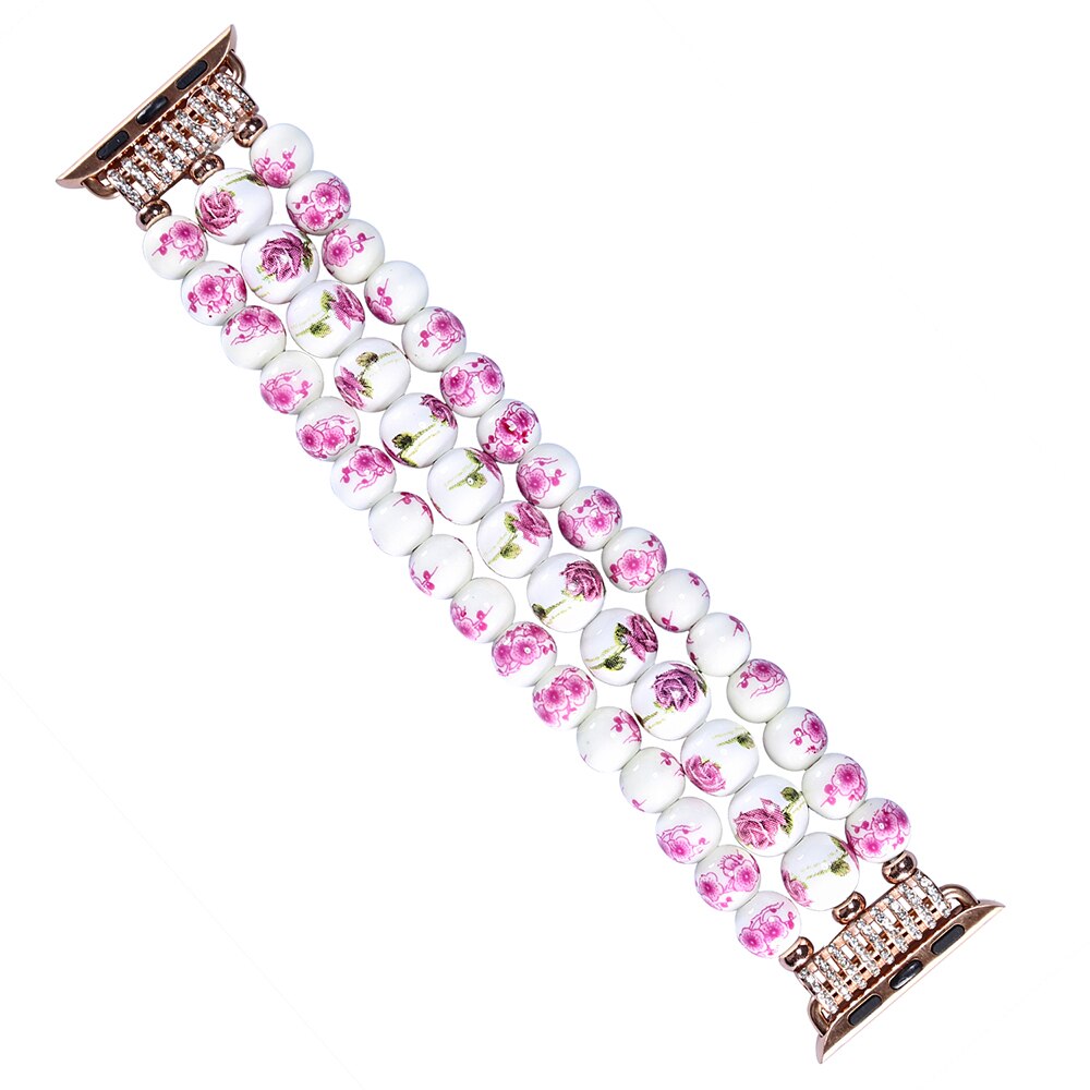 Bling Dressy Bands for Apple Watch 38mm 42mm Band Ceramic Beaded Watchband for iWatch Series 3/ Series 2 Bracelet for Woman Girl