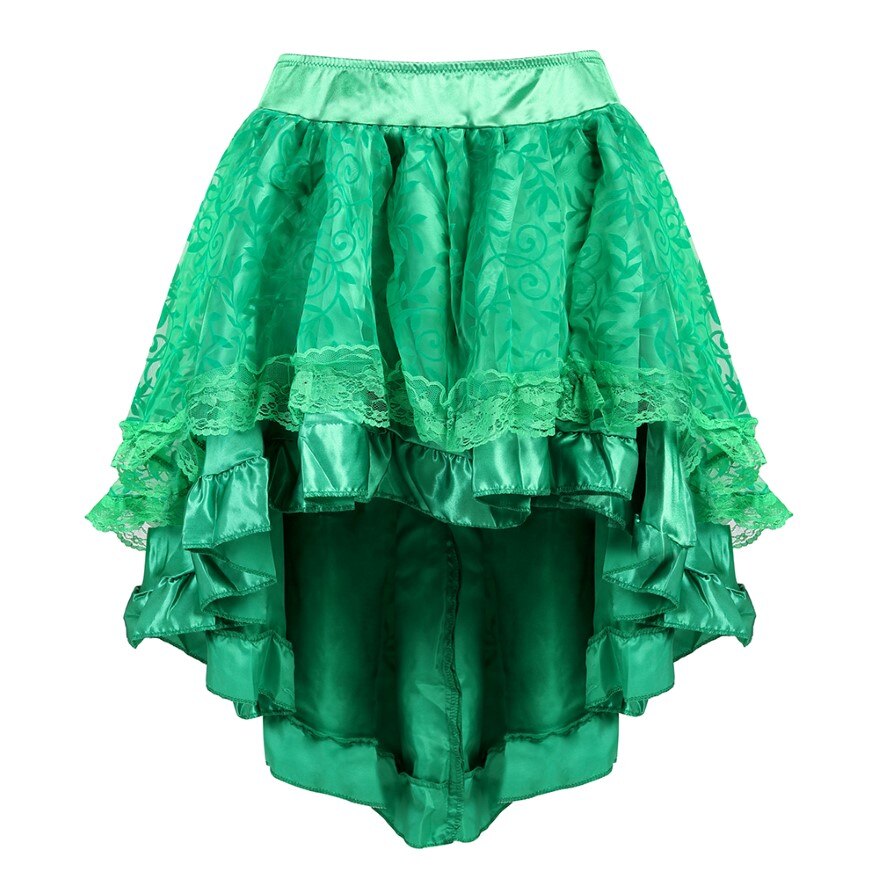 Women Gothic Steampunk Asymmetrical Pleated High Low Dancing Skirt Irregular Ruffles Pirate Skirts Halloween Costumes Plus Size