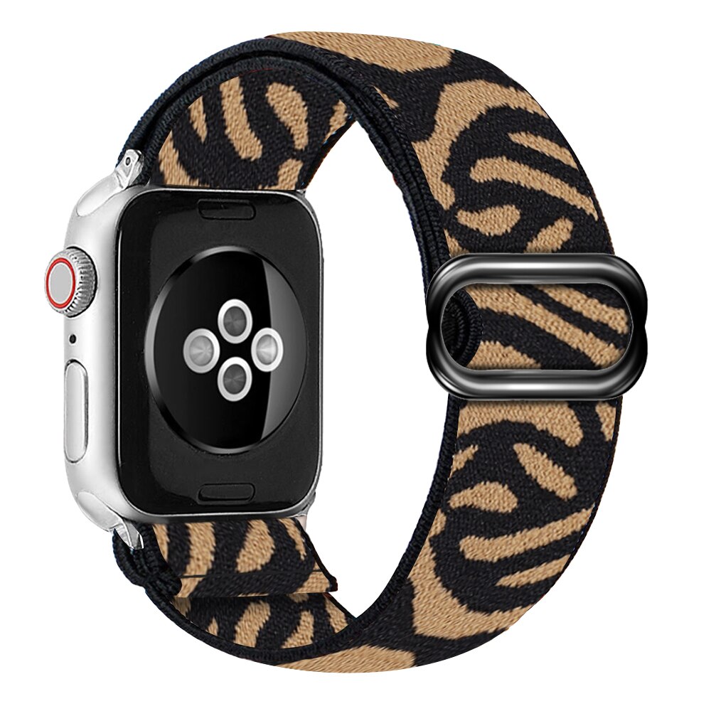 Braided Nylon Loop Elastic Buckle for Apple Watch Band 44mm40mm SE 65 Leopard Bracelet Strap on Smart iWatch Series 38mm42mm 432