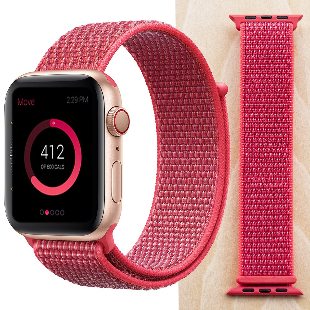 High Quality Nylon Sport Loop Replacment for Apple Watch band 44mm Series 5 4 3 2 1 Breathable Woven Strap 42mm iwatch 40mm 38mm